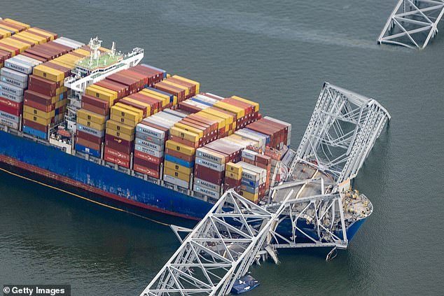 A freighter crashed into a support structure of the 2.6-mile bridge at 1:27 a.m. and remains in a destroyed state on the Patapsco River