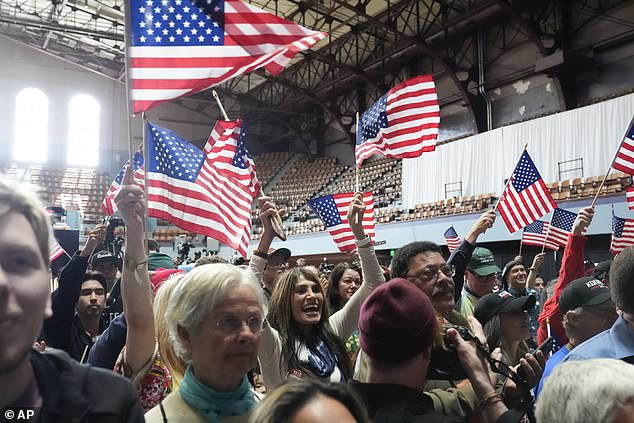 Supporters of independent presidential candidate Robert F. Kennedy Jr.  cheer for his vice presidential announcement Tuesday morning in Oakland, California