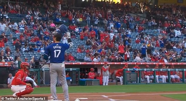 Ohtani was greeted with a standing ovation from the fans upon his return to the Dodgers