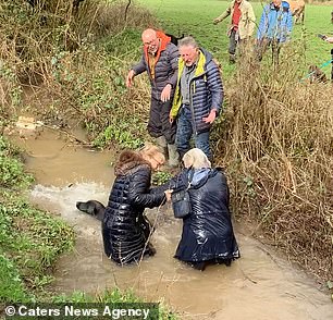 Another member of the group, Cathy, tried to help her hiking buddy out of the water, but quickly joined Amanda in the current.