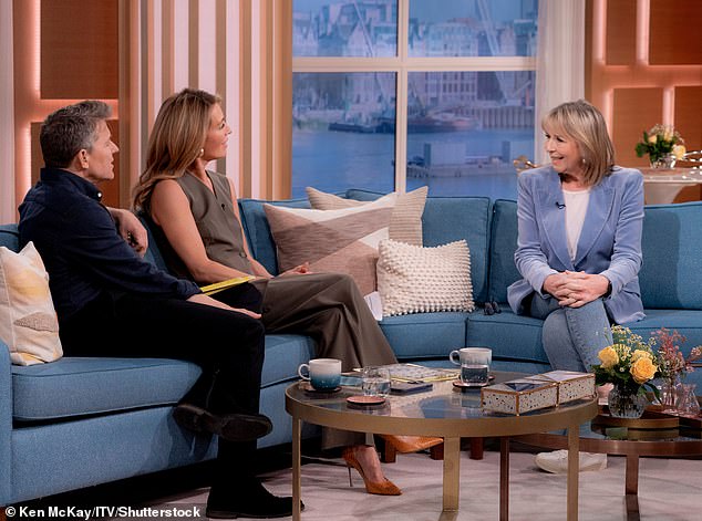 The TV presenter, 66, was the full-time presenter of This Morning from 1999, alongside John Leslie and later Philip Schofield, before quitting in 2009 when she was replaced by Holly Willoughby (pictured with Cat and Ben on Wednesday)