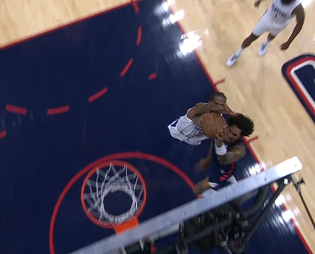 Oubre thought he made contact with this shot, but officials didn't call anything