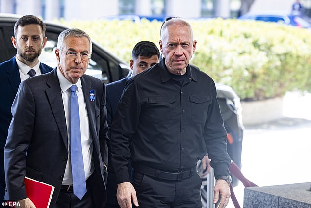 Israeli Defense Minister Yoav Gallant (right) arrives at the US State Department to meet with Secretary of State Blinken