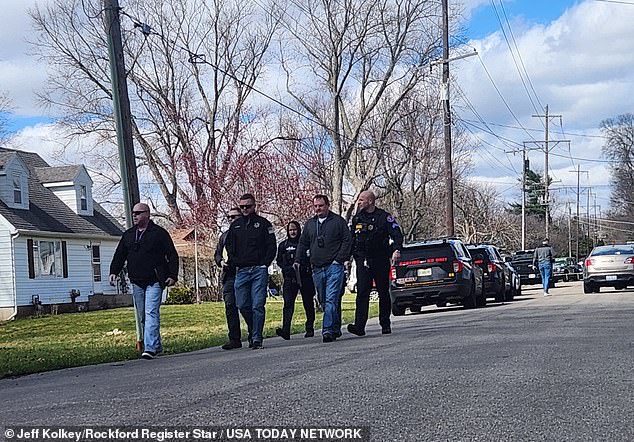 Winnebago County Sheriff's Office officers are walking house to house as they investigate multiple stabbings at multiple crime scenes in the 2100 block of Eggleston Road