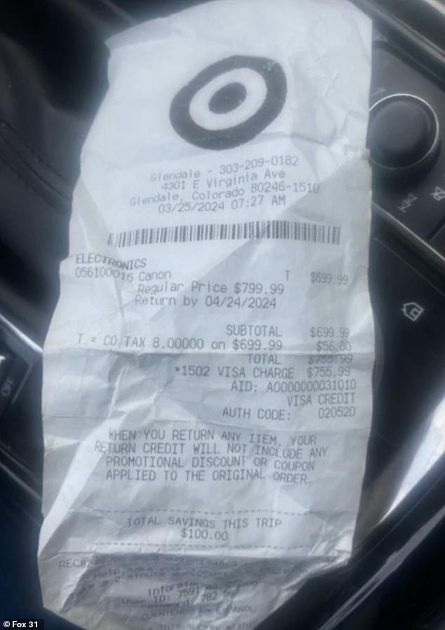 She found a Target coupon after the thief was reportedly shopping