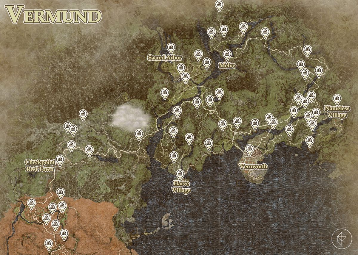 A map shows all the riftstone locations in Vermund in Dragon's Dogma 2.