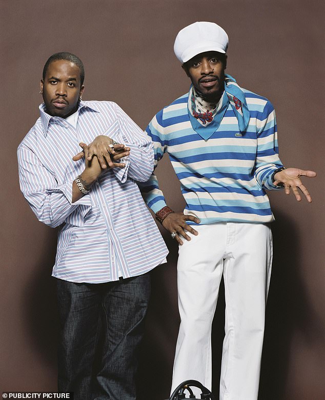 Hip-hop duo Outkast's once-ubiquitous early 2000s hit 'Hey Ya' was right in the middle of this 'feel good' top ten, claiming the fifth spot, with the tune from rappers Big Boi and André 3000 (pictured above) landing at 106.  of 993 playlists (10.7 percent)