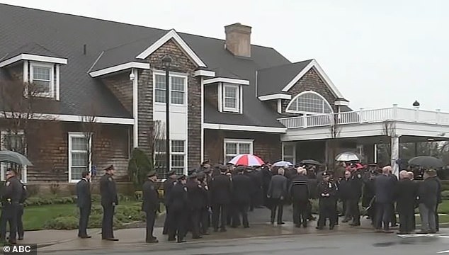 After Hochul arrived at the funeral home around 1:45 p.m. Friday, someone in the crowd shouted, 