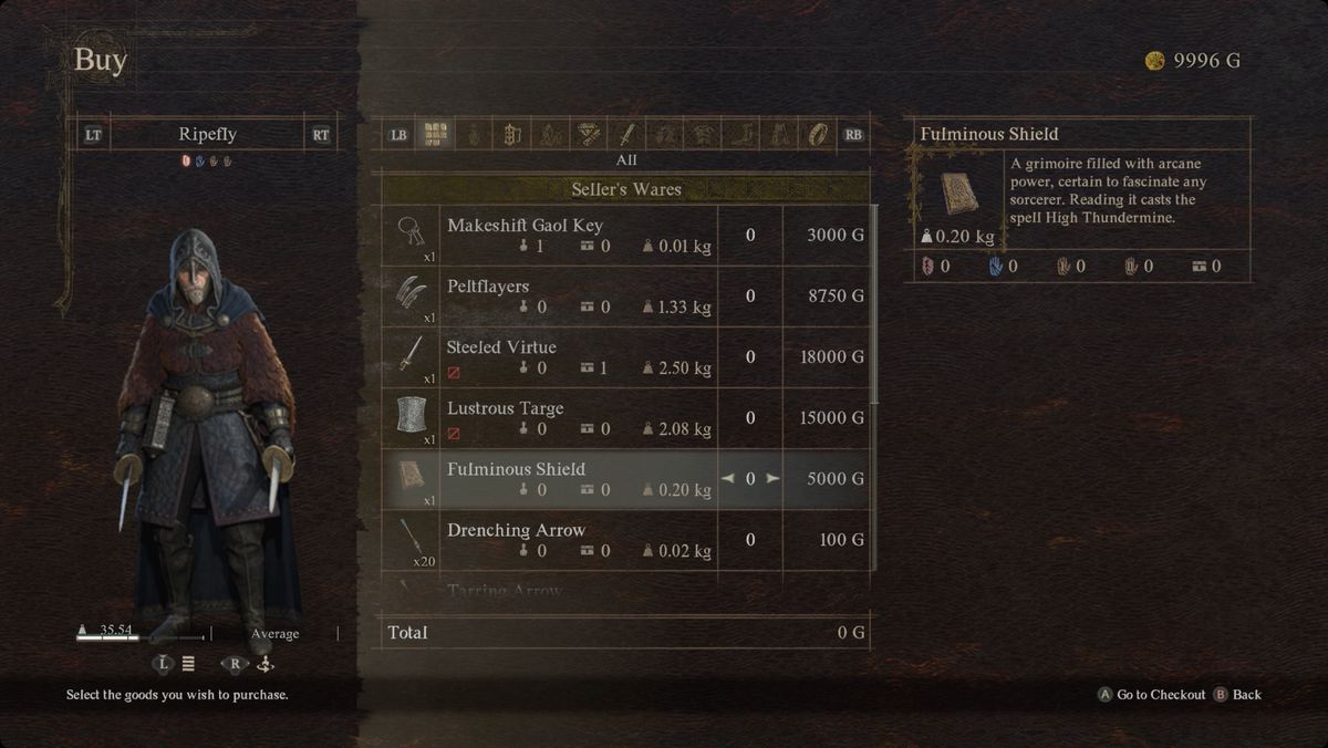 Dragon's Dogma 2 purchases Fulminous Shield from Dudley