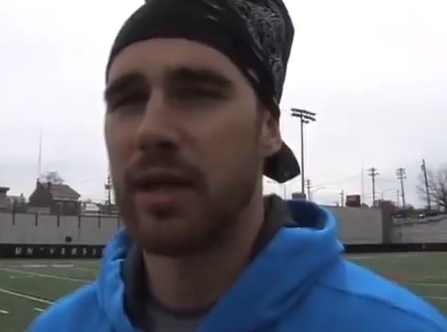 Kelce wore a bandana after participating in his Pro Day in Cincinnati in early 2013