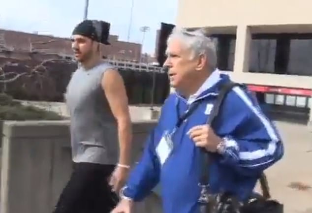 Kelce was also seen having a pleasantly long conversation with a Giants offensive assistant