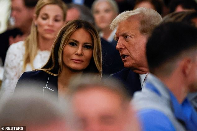 Melania was last seen with her husband as he accepted his awards and gave a short speech about the joy he felt playing at his West Palm Beach golf club Sunday evening