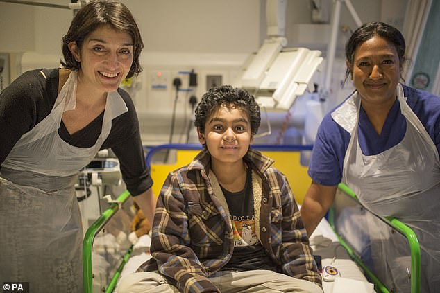 Yuvan Thakkar, 16, from Watford (centre) was the first child in Britain to benefit from a groundbreaking CAR T therapy called Kymriah, thanks to the CDF