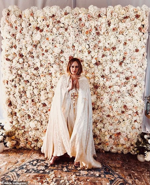 Adele paid for their wedding, which took place at the singer's home in California, and the star got dedicated for the occasion, sharing a photo of herself in front of a huge flower wall