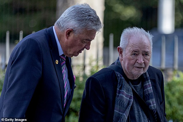 Les Twentyman (right) pictured at Father Bob Maguire's state funeral in May 2023