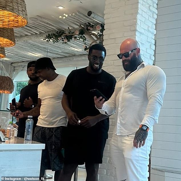 Diddy looked calm and relaxed as he chatted with Watson while grabbing coffee