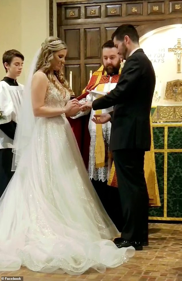 Michael Duffy, the priest leading the service, married Diller and Stephanie at Our Lady of Lourdes in New York City in 2019 (photo)