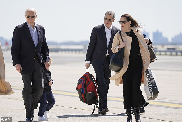 Hunter Biden and the president's daughter, Ashley Biden, also boarded Air Force One