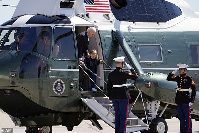 Biden flew aboard Marine One from Manhattan and then took Air Force One back to the DC region