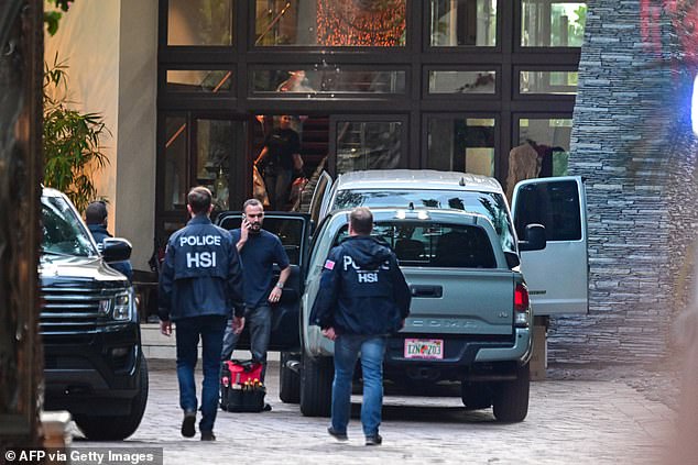 Homeland Security agents stormed the property on March 25 and were seen coming and going for hours