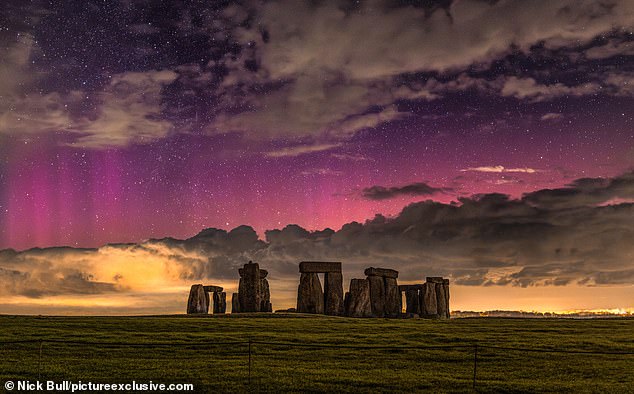 During the last solar storm, such a large amount of charged particles from the sun collided with Earth that the Northern Lights could even be seen above Stonehenge (photo)