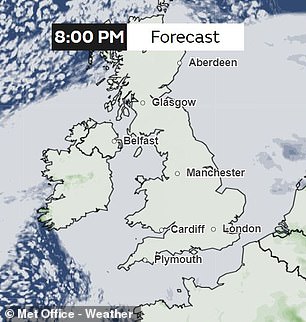 The Met Office warns that persistent cloud cover makes it unlikely that the Northern Lights will be visible