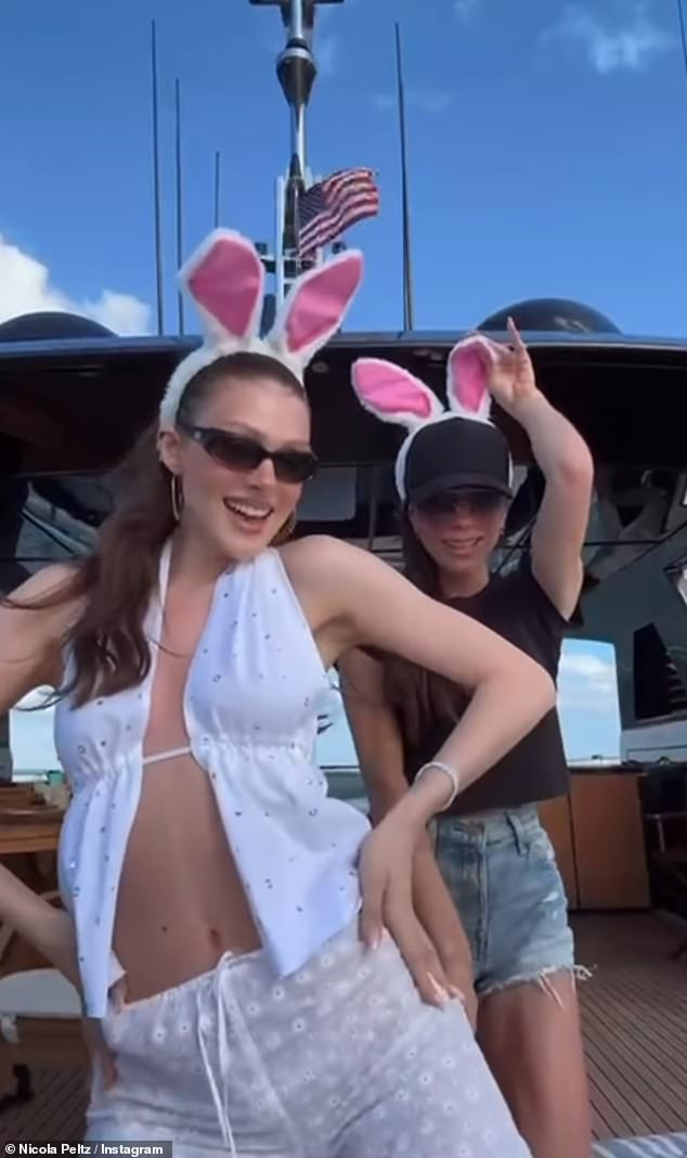 Meanwhile, Victoria Beckham, 49, dressed up with her daughter-in-law Nicola Peltz, 29, during their Easter holiday in the US.