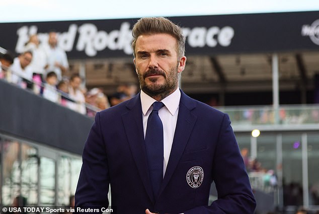 The president and co-owner of Inter Miami CF, 48, looked incredibly dapper as he arrived before the match in a navy blue three-piece suit with his team's badge on his chest pocket.