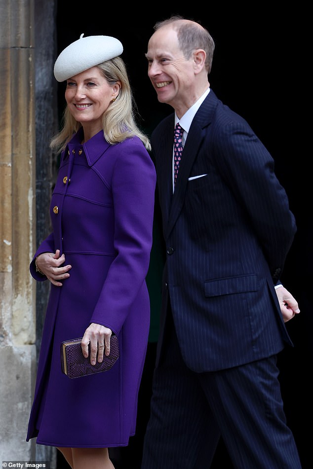 Edward and Sophie are pictured at the annual Easter Sunday service