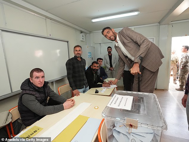 He cast his vote for the municipal elections in Derik district of Mardin, Turkiye on March 31, 2024.