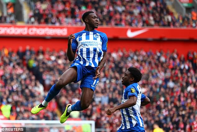 Danny Welbeck stunned Anfield with a goal in the opening two minutes for Brighton