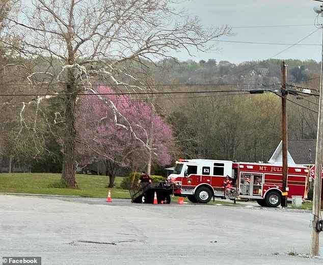 Mount Juliet fire and police arrived on scene early Easter Sunday morning.  The black, burned trailer is handed over by first responders