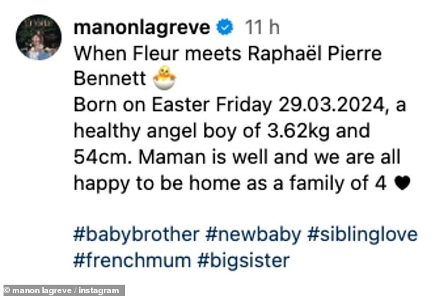 Manon captioned the post: 'When Fleur Raphaël meets Pierre Bennett'