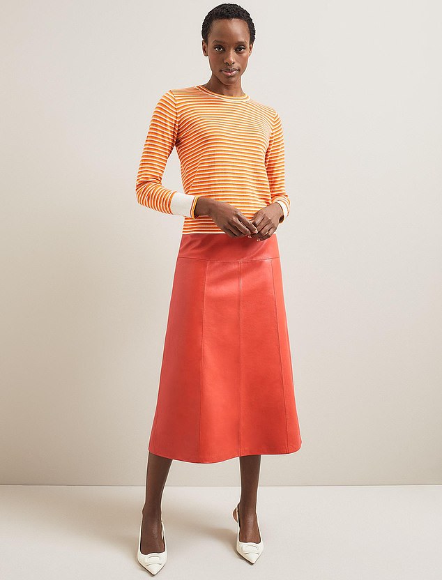 YES: Versatile elegance: mandarin leather, £390, and stripped top, £160, cefinn.com