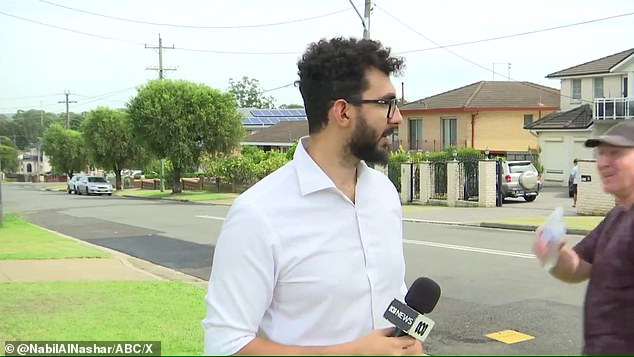 Nabil Al-Nashar reported on an alleged collision in Sydney's southwest on Wednesday morning when a passerby made an allegedly racist comment just as he was about to record a segment (pictured)