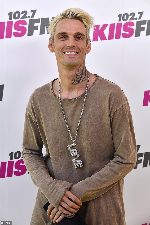 Aaron Carter's soft voice can be heard again with the release of his posthumous single Grateful;  pictured 2017