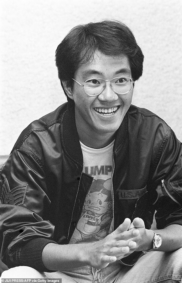 Dragon Ball creator Akira Toriyama has died at the age of 68 due to a hemorrhage near his brain, his studio said Thursday.  Pictured in May 1982