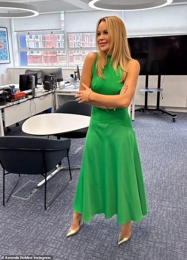 The radio host flaunted her perky assets in the green skater dress on Instagram as she posed for sizzling photos