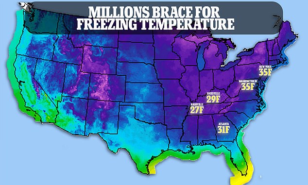 Millions of Americans enjoyed weeks of spring-like warmth but had to brace for freezing temperatures, with some areas experiencing a 20-degree swing