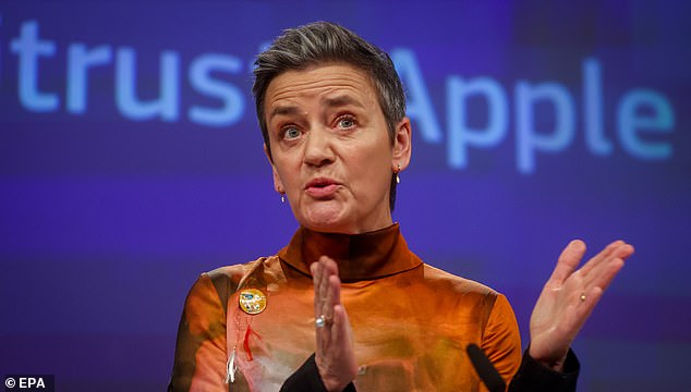 At a press conference Monday, Margrethe Vestager, pictured here, the executive vice president of the European Commission, accused Apple of 
