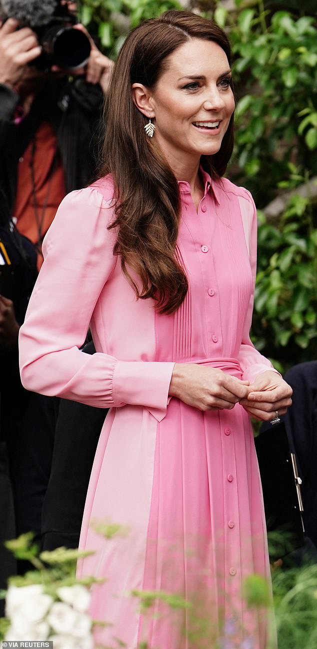 Kate is pictured in a bright pink ME + EM dress at the RHS Chelsea Flower Show last May