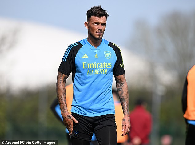Arsenal defender Ben White was pictured during the club's first-team training on Tuesday
