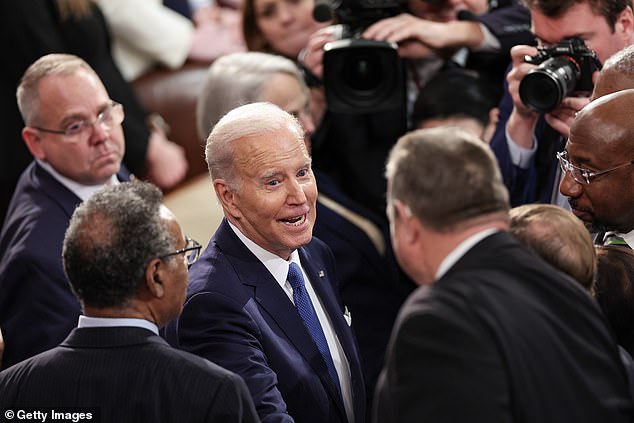 President Joe Biden will emphasize freedom and democracy in his State of the Union address – seen above during his 2023 speech