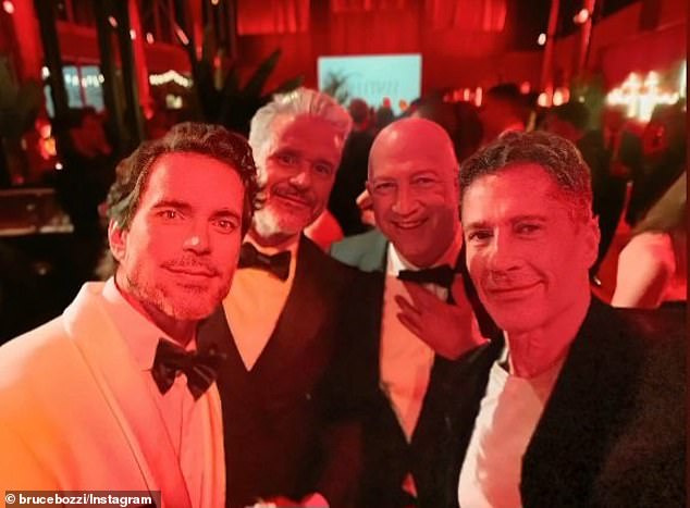 Matt Bomer and Simon Halls at the Vanity Fair Oscar Party with their restauranteur friends Bruce Bozzi and his husband Bryan Lourd