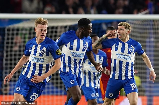 Danny Welbeck's first-half goal was enough to give Brighton a 1-0 win on the night, but not enough to overturn the brutal 4-0 defeat they suffered in the first leg against Roma last week.