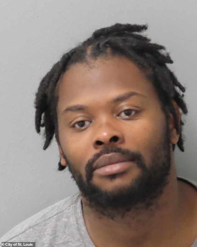 Andre Wilson (pictured), 35, allegedly opened fire on a group as they tried to get into the wrong car.  As Bentley took cover, the shooting led to another driver speeding away and hitting her, leaving her injured on the road