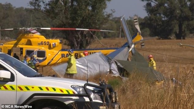 A man who was seriously injured in a light aircraft crash (pictured) near Bunbury Airport last Friday has died