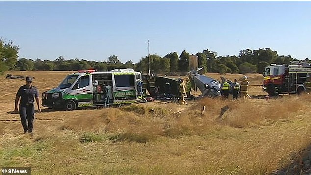 Emergency services (photo) rushed to the scene and the pilot was taken to hospital in critical condition