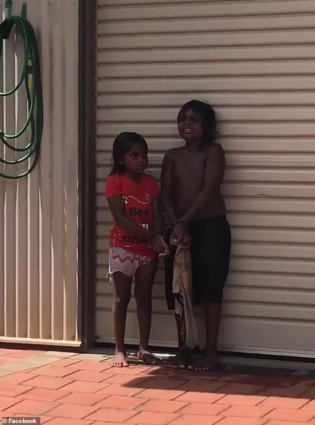 The six-year-old girl and seven-year-old boy were bound with cable ties at the Broome property on Tuesday afternoon