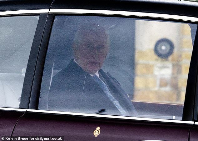 King Charles was spotted leaving Windsor Castle this morning, hours after Russian media claimed he had died